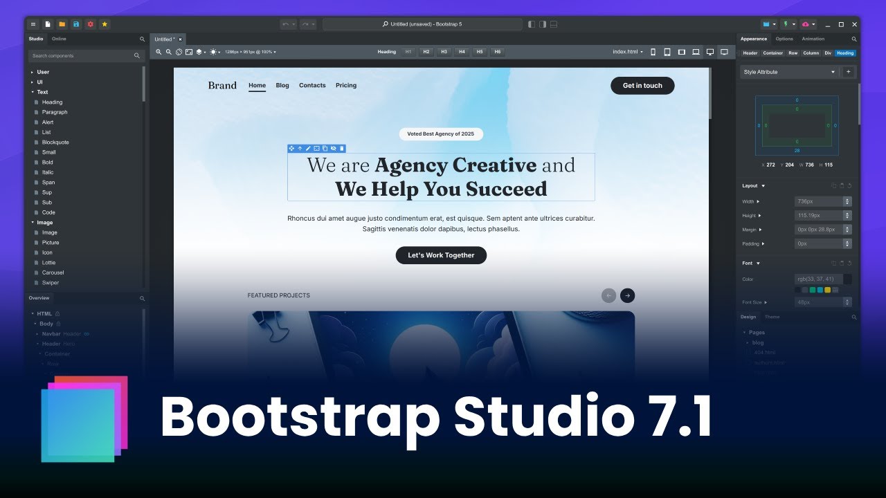 Bootstrap Studio 7.1.0 release video