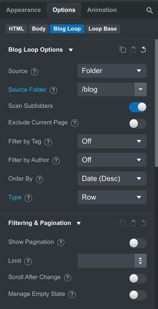 Blog Loop Options