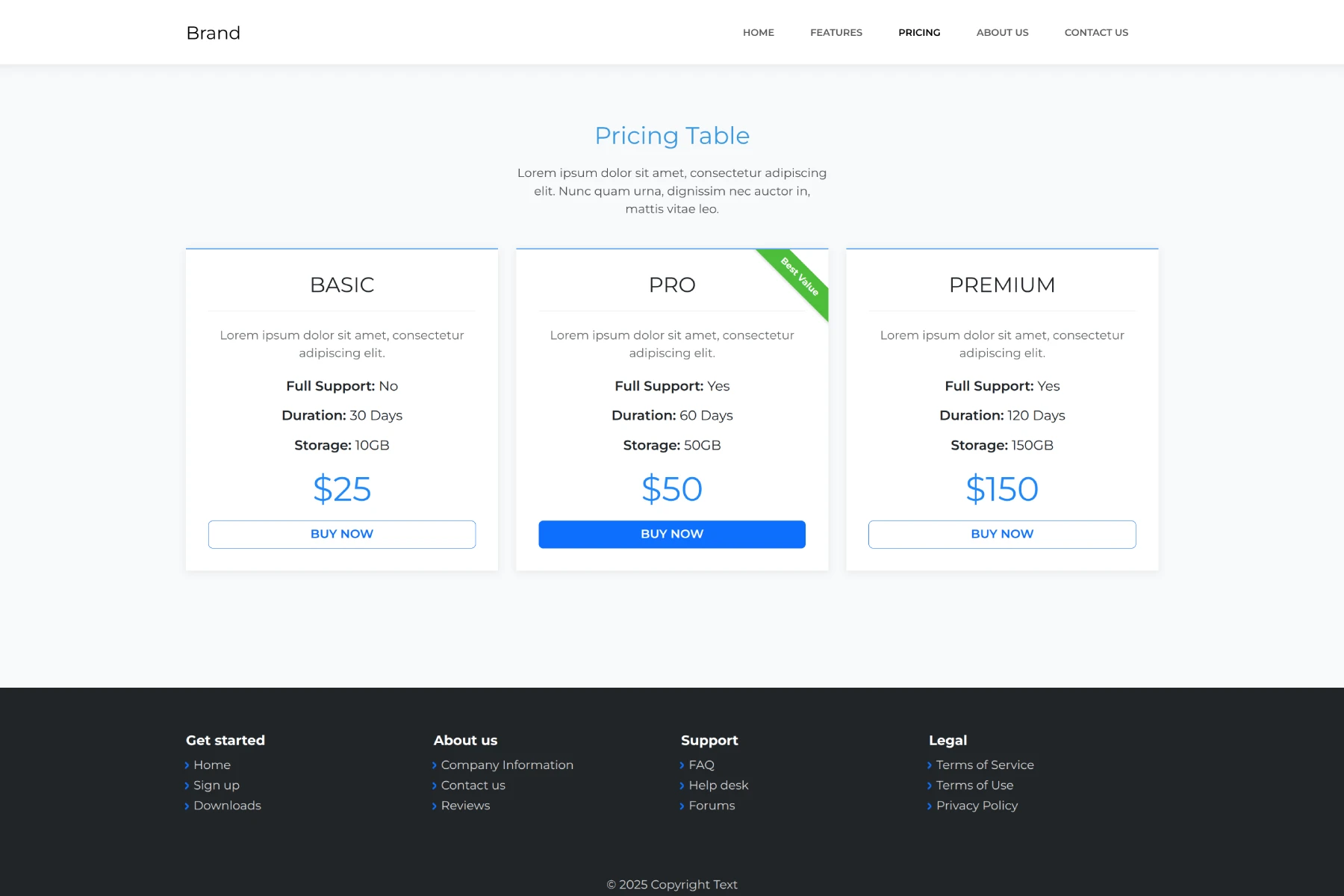 Pricing Page